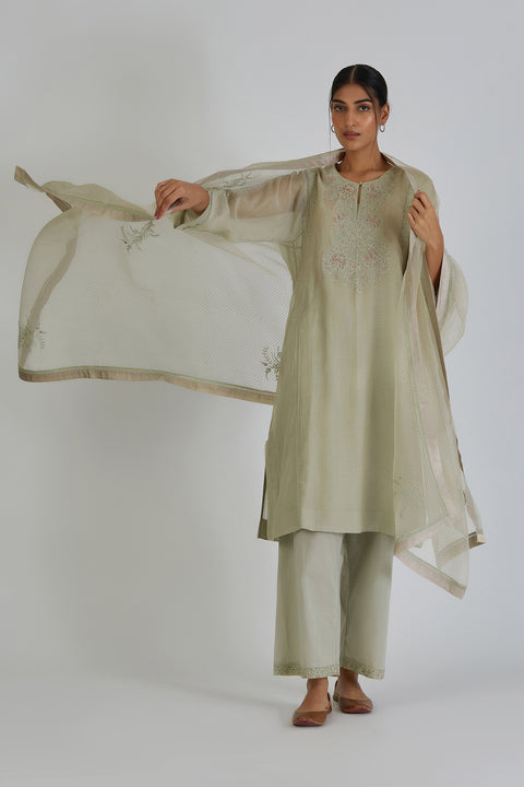 Fiza Kurta and Pant-Sage Blue