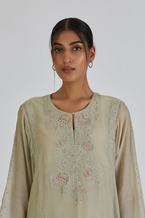 Fiza Kurta and Pant-Sage Blue