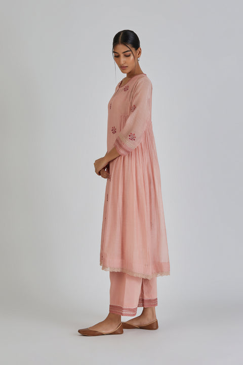 Parisa Kurta and Pant-Salmon Pink
