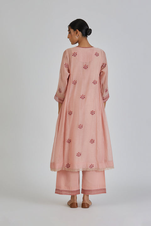 Parisa Kurta and Pant-Salmon Pink