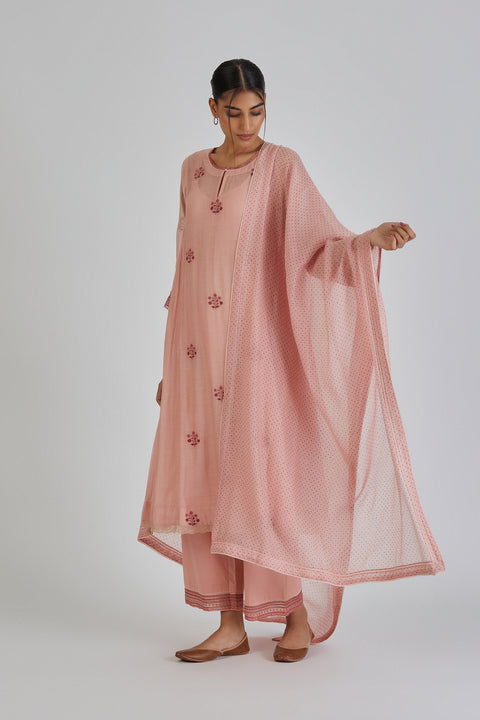 Parisa Kurta and Pant-Salmon Pink