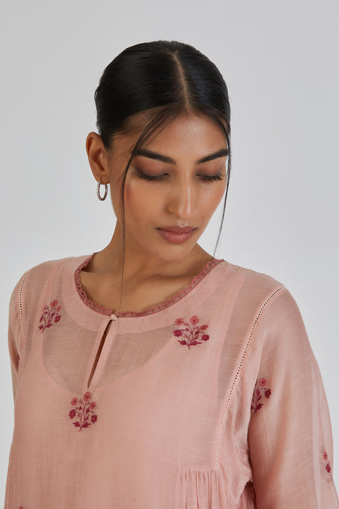Parisa Kurta and Pant-Salmon Pink