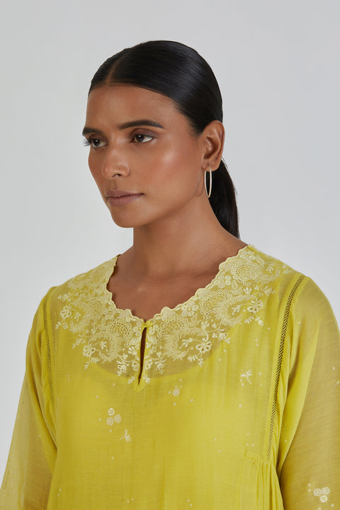 Binti Kurta and Pant-Lime yellow