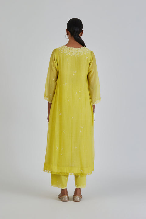 Binti Kurta and Pant-Lime yellow