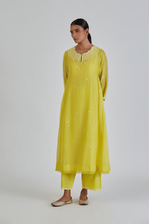 Binti Kurta and Pant-Lime yellow