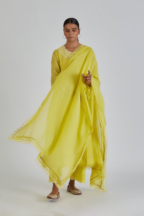 Binti Kurta and Pant-Lime yellow