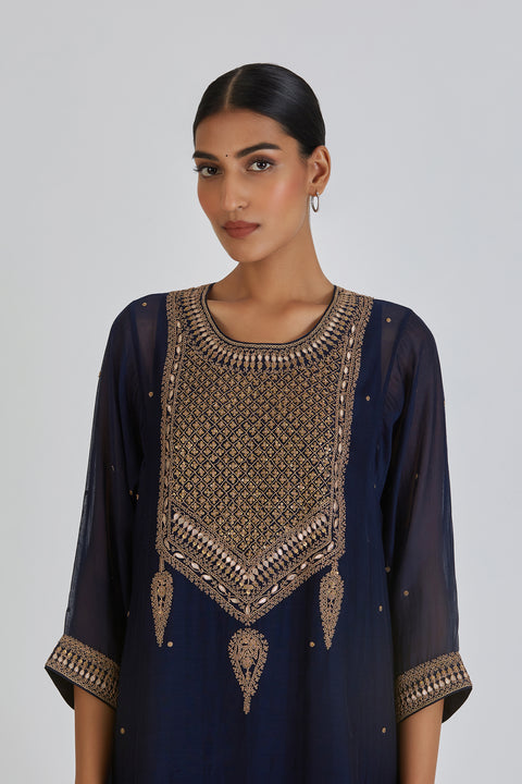 Viti Kurta and Pant-Navy Blue