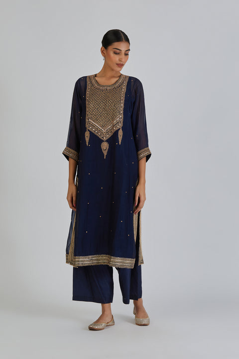 Viti Kurta and Pant-Navy Blue