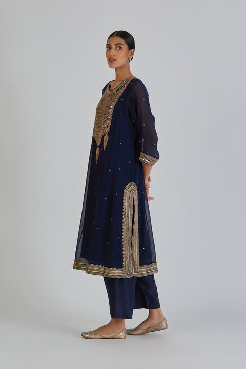 Viti Kurta and Pant-Navy Blue