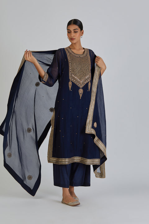 Viti Kurta and Pant-Navy Blue