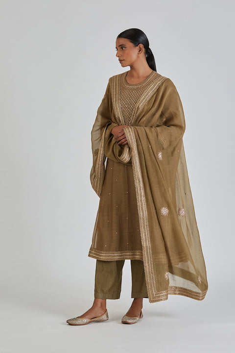 Diti Dupatta-Mehendi Green
