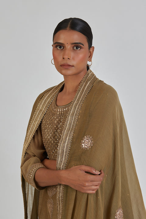 Diti Dupatta-Mehendi Green