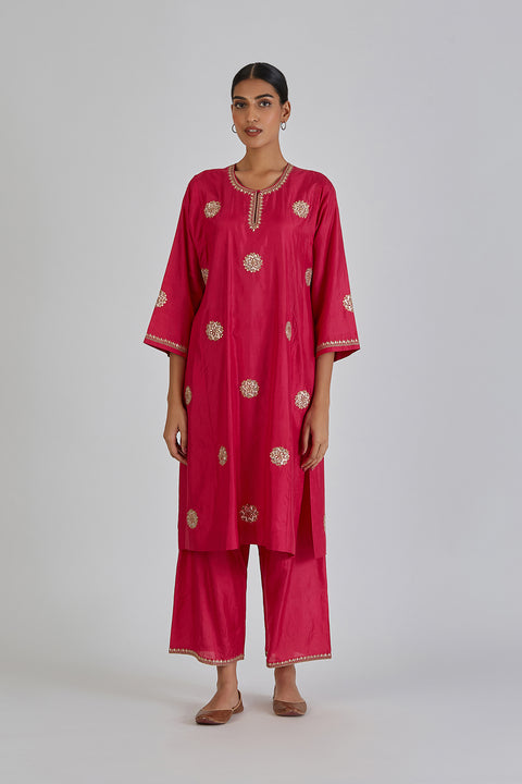 Anusha Kurta and Pant-Fuschia Pink