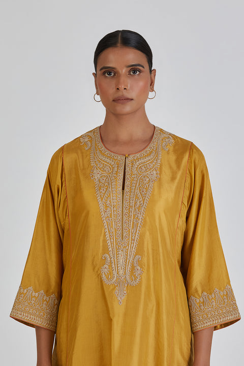 Kashida Kurta and Pant-Yellow