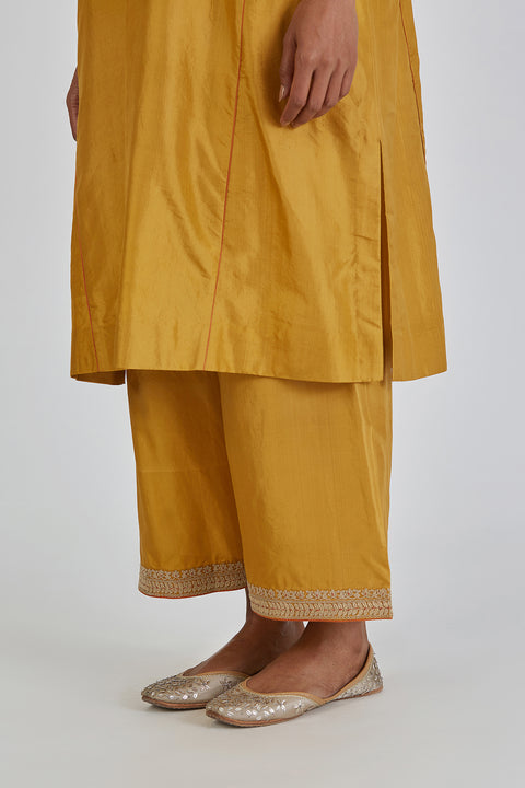 Kashida Kurta and Pant-Yellow