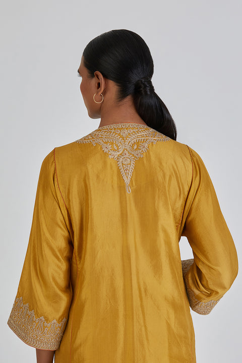 Kashida Kurta and Pant-Yellow