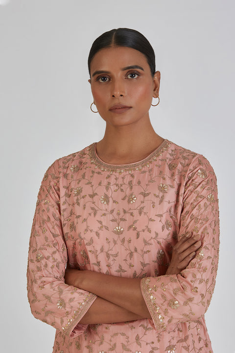 Mugdha Kurta and Sharara-Salmon Pink