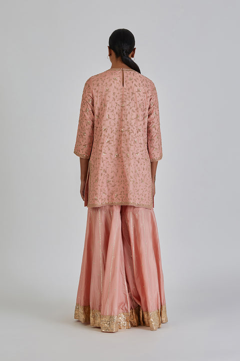 Mugdha Kurta and Sharara-Salmon Pink