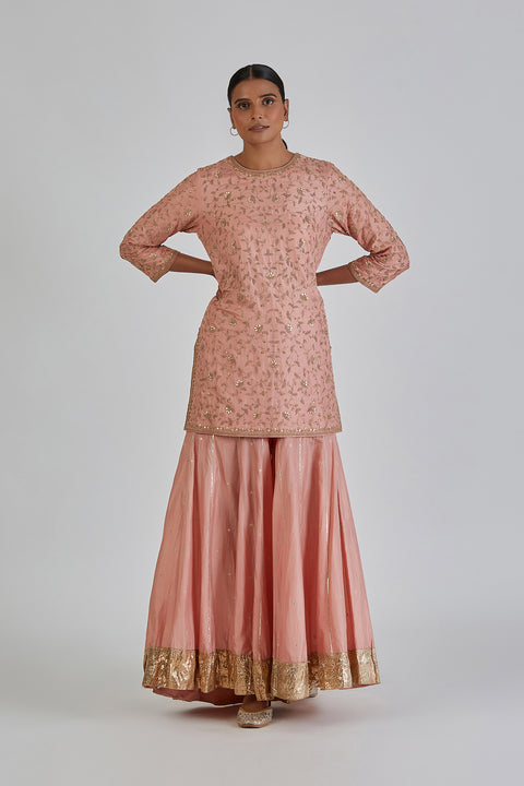 Mugdha Kurta and Sharara-Salmon Pink