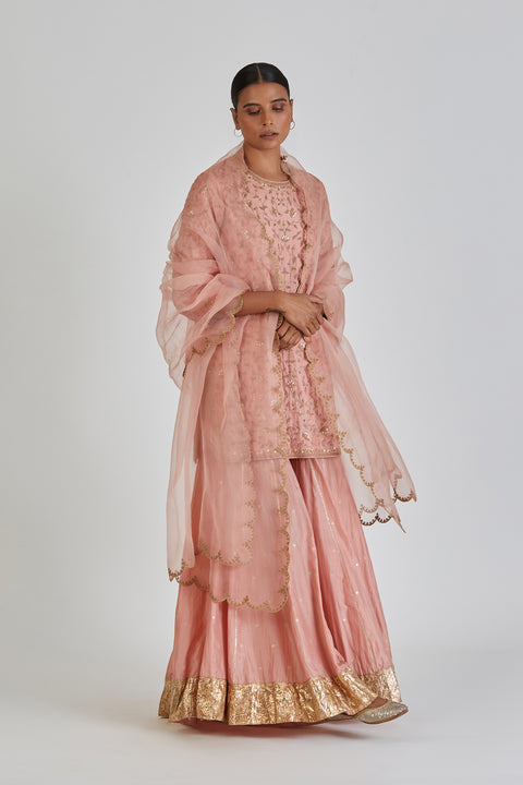 Mugdha Kurta and Sharara-Salmon Pink