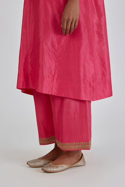 Kashida Kurta and Pant-Pink
