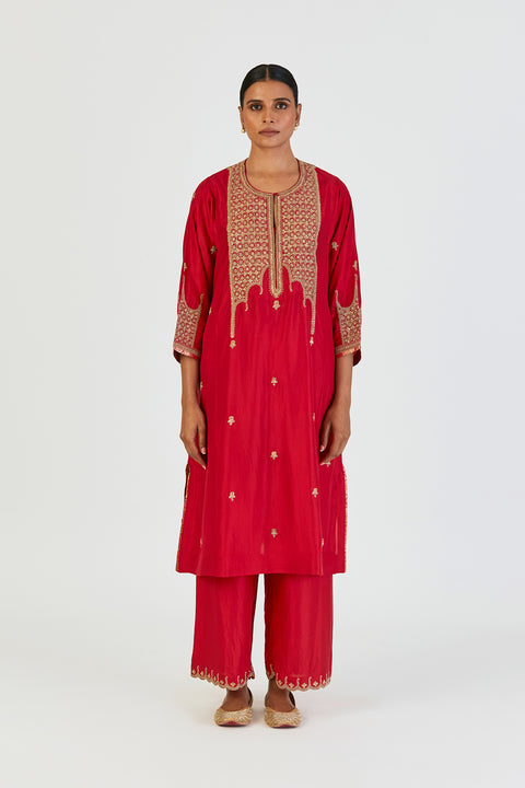 Indrani Kurta and Pant-Red