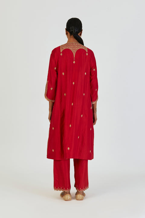 Indrani Kurta and Pant-Red