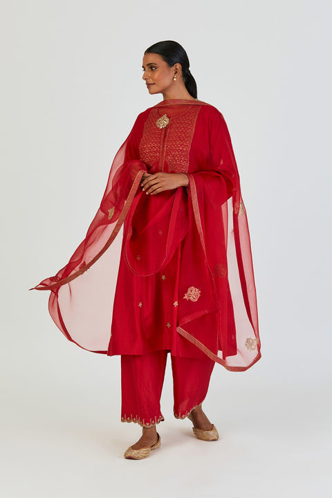 Indrani Kurta and Pant-Red