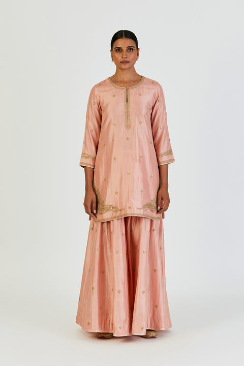 Adiya Kurta and Sharara-Salmon Pink