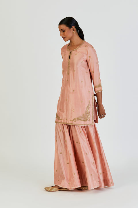 Adiya Kurta and Sharara-Salmon Pink