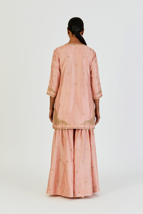 Adiya Kurta and Sharara-Salmon Pink