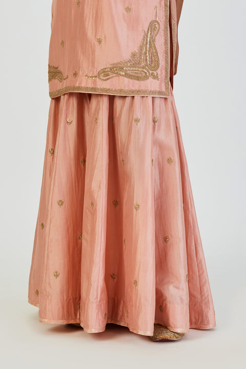 Adiya Kurta and Sharara-Salmon Pink
