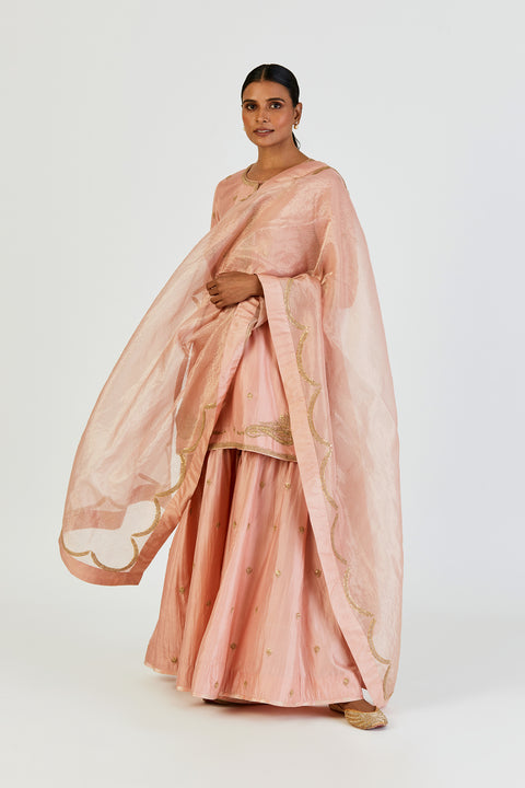 Adiya Kurta and Sharara-Salmon Pink