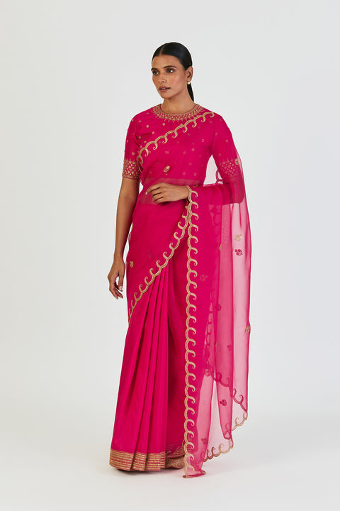Swaara Saree-Fuschia