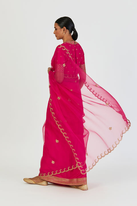 Swaara Saree-Fuschia