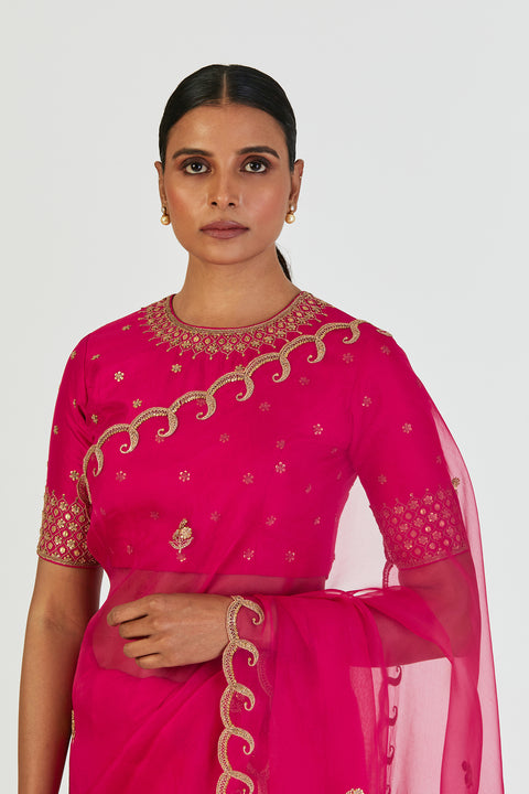 Aabha Blouse-Fuschia