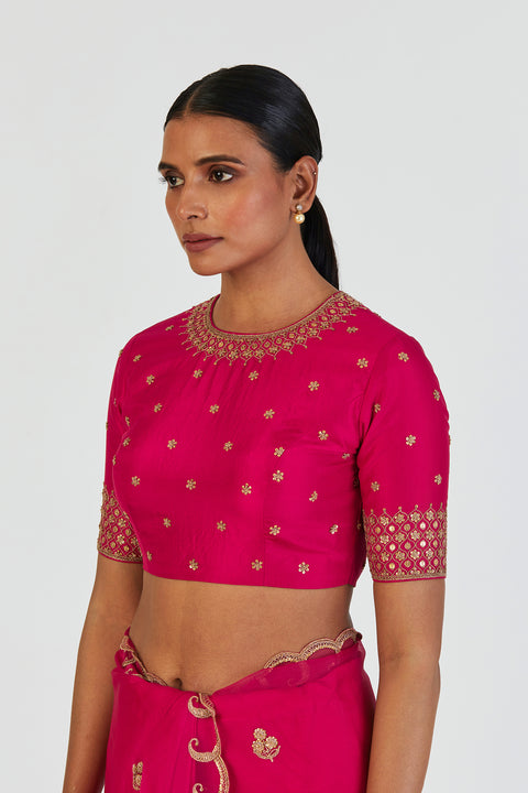 Aabha Blouse-Fuschia