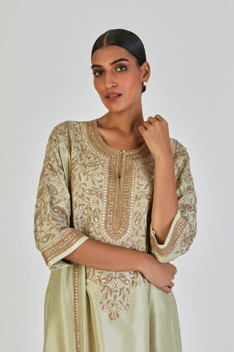 Ronak Kurta and Pant-Sage Blue