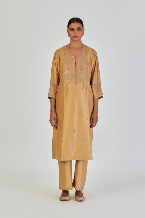 Indrani Kurta and Pant-Ocher Yellow