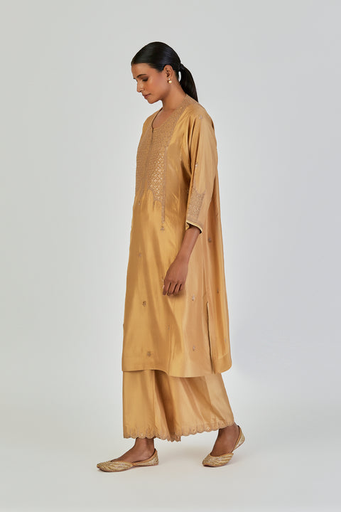 Indrani Kurta and Pant-Ocher Yellow