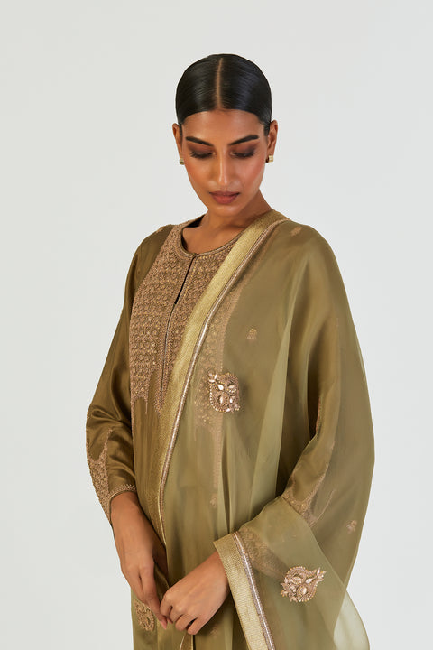Nonita Dupatta-Mehendi Green