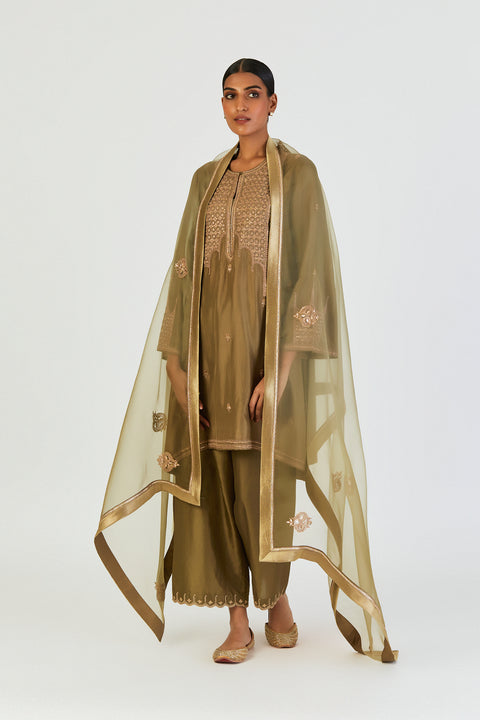 Nonita Dupatta-Mehendi Green