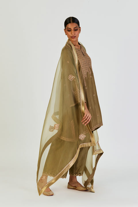 Indrani Kurta and Pant-Mehendi Green