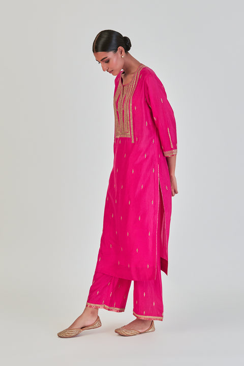 Shrisha Kurta and Pant-Fuschia Pink