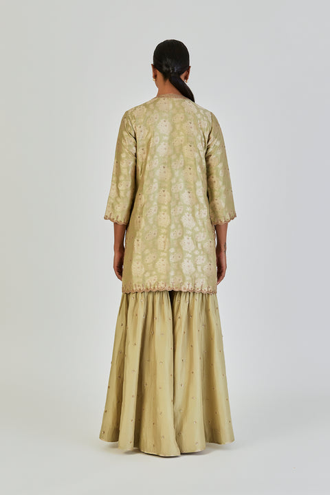 Sureeli Kurta and Sharara-Sea Green