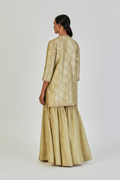 Sureeli Kurta and Sharara-Sea Green