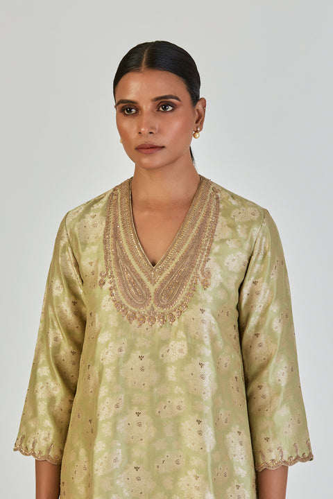 Sureeli Kurta and Sharara-Sea Green