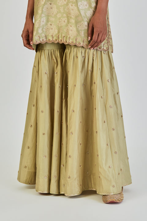 Sureeli Kurta and Sharara-Sea Green