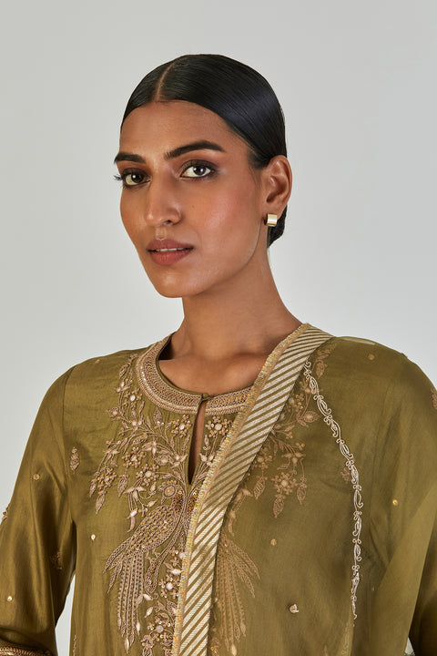 Ila Dupatta-Mehendi green