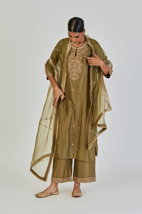 Ila Dupatta-Mehendi green